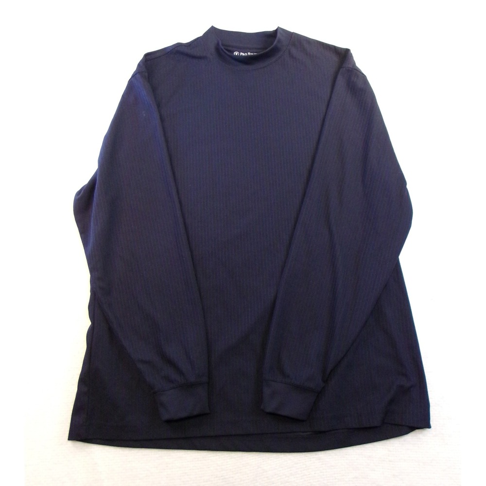 Pro Tour Performance Golf Mens XL Navy‎ Blue Mock Neck Long Sleeve Shirt BK71
